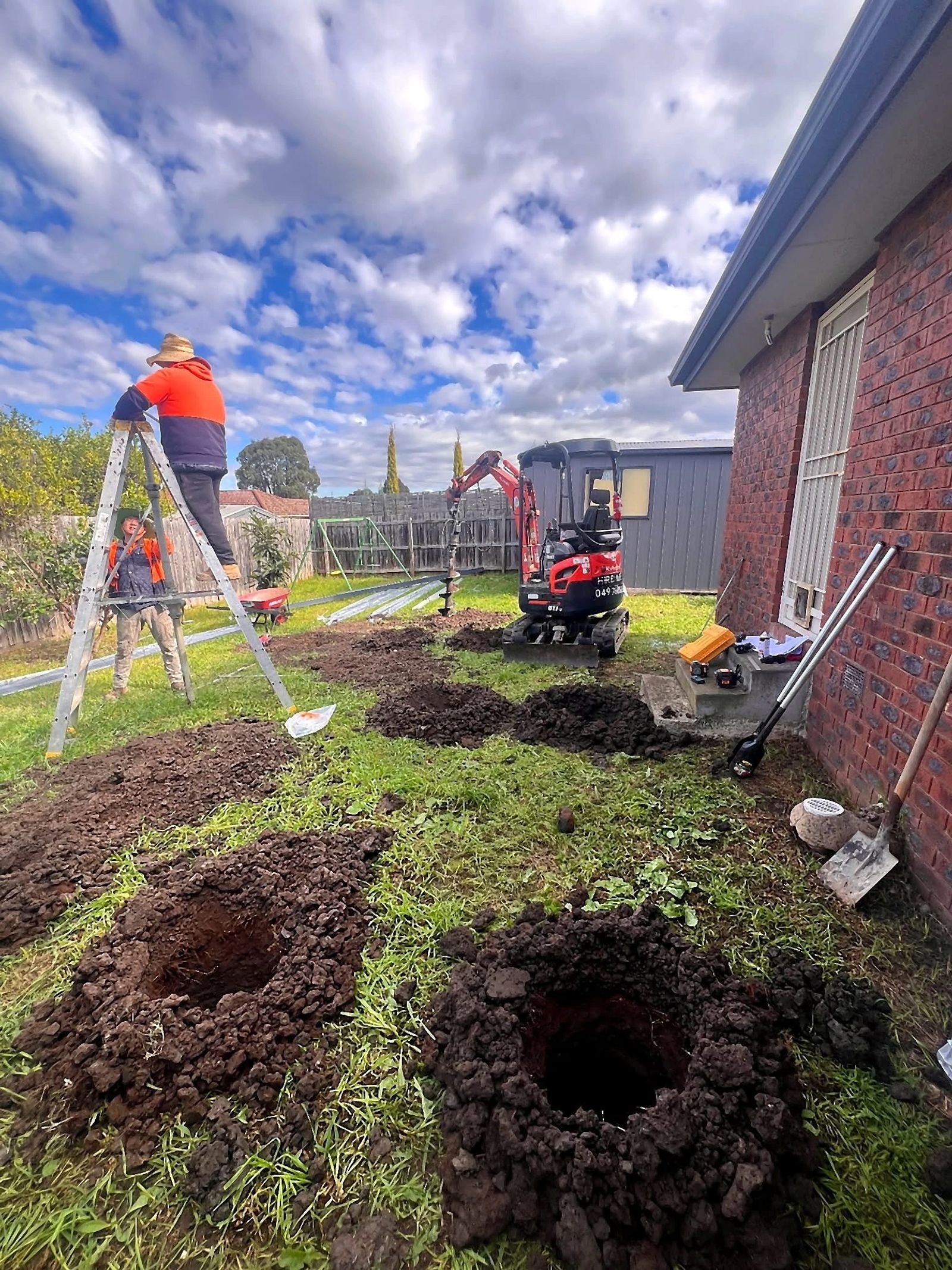 Auger Holes for a Patio